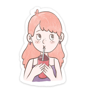 Girl With Milk Shake Sticker